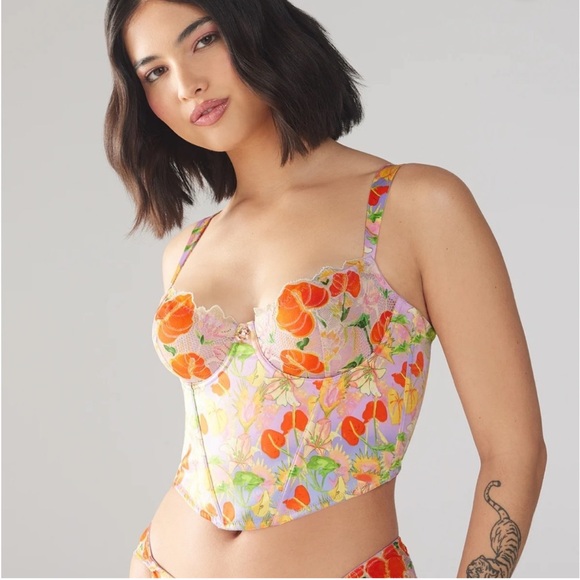 Savage X Fenty Purple Prism Mutha Nature Satin Bustier - Picture 6 of 10